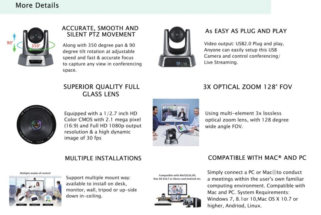 USB 2.0 HD video conference camera